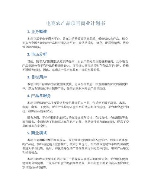 淘宝网店商业计划书范文详解,构建成功的电商之路