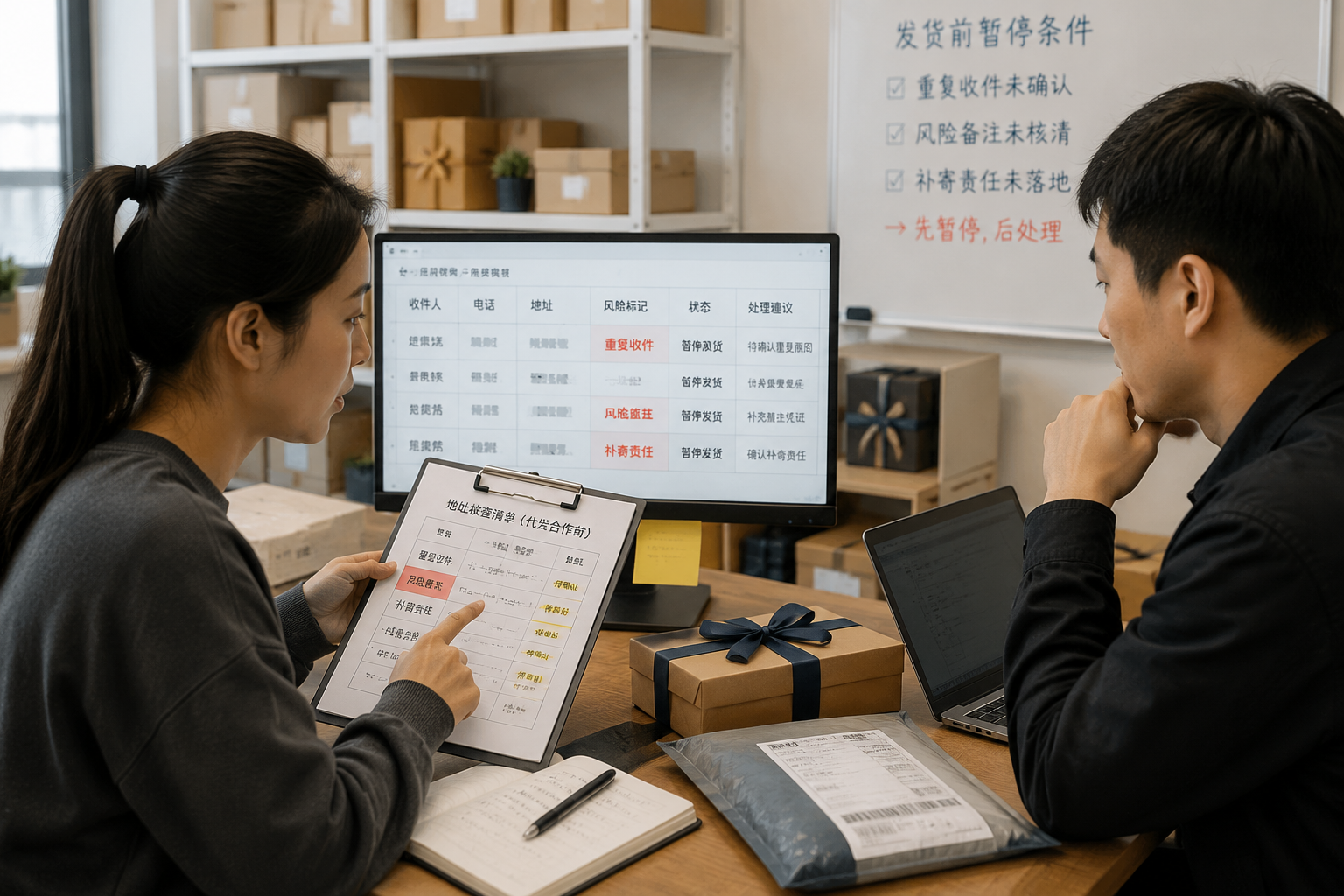 礼品代发合作前哪些地址需要暂停发货？重复收件、风险备注和补寄责任别等出库后才补
